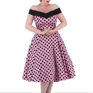 Hearts and Roses London Pink Polkadot Dress Small
